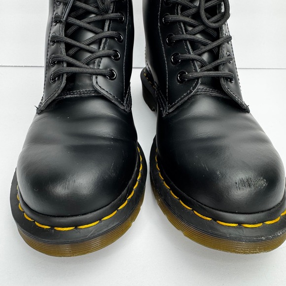 Dr Martens 1460 W Black Leather Ankle Boots Women's US 8 Combat Goth Dark Fairy - Picture 3 of 13